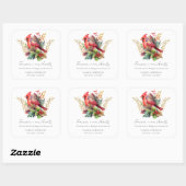 Sticker Carré Floral Memorial Bird Seed Cardinal (Feuille)