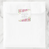 Sticker Carré Floral moderne Rose Gold Confetti Mariage (Sac)