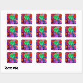 Sticker Carré Floral multicolore (Feuille)