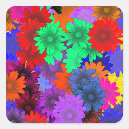 Sticker Carré Floral multicolore (Devant)