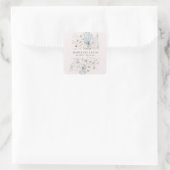 Sticker Carré Floral Pastel Bohême Bleu (Sac)