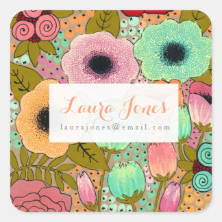 Sticker Carré Floral Peint Cela Appartient À Personnalisé
