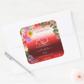 Sticker Carré Floral Ruby Red Gradient Produit Monogramme Étique (Enveloppe)