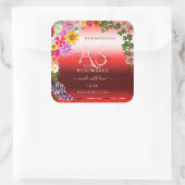 Sticker Carré Floral Ruby Red Gradient Produit Monogramme Étique (Sac)