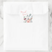 Sticker Carré Floral Script rose élégante pivoines Rose Merci (Sac)