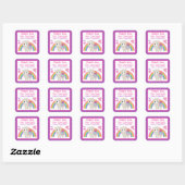 Sticker Carré Floral Spring Llama & Rainbow Birthday (Feuille)