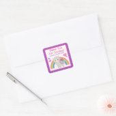 Sticker Carré Floral Spring Llama & Rainbow Birthday (Enveloppe)