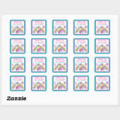 Sticker Carré Floral Spring Rainbow Llama & Rainbow Birthday (Feuille)