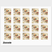 Sticker Carré Floral Thanksgiving Motif Vintage (7) (Feuille)