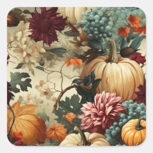 Sticker Carré Floral Thanksgiving Motif Vintage (8)