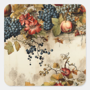 Sticker Carré Floral Thanksgiving Motif Vintage (9)