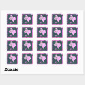Sticker Carré Floral violet I Love Texas State Map (Feuille)