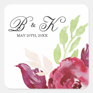 Sticker Carré Flore d'aquarelle printanière
