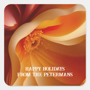 Sticker Carré Flore en rouge