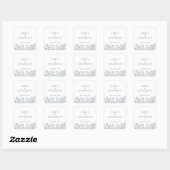 Sticker Carré Flore gris moyen Mariage Merci (Feuille)