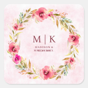 Sticker Carré Flore minimale et chic Mariage
