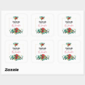 Sticker Carré Flore moderne rouge vert et or Noël (Feuille)