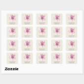 Sticker Carré Flore rose ivoire simple et élégante (Feuille)