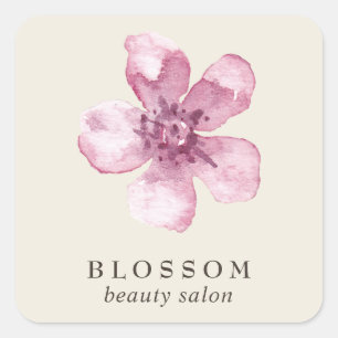 Sticker Carré Flore rose ivoire simple et élégante