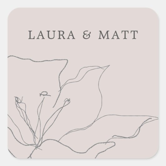 Sticker Carré Flore rose pâle et délicate moderne (Devant)