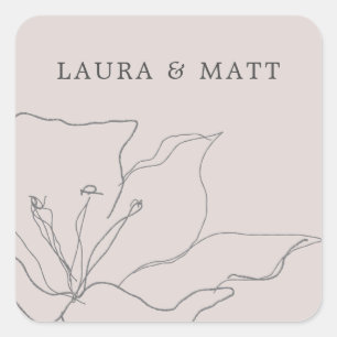 Sticker Carré Flore rose pâle et délicate moderne