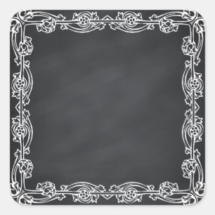 Sticker Carré Flore vierge Faux Chalkboard courbes Personnaliser