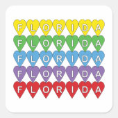 Sticker Carré Florida Rainbow Hearts (Devant)