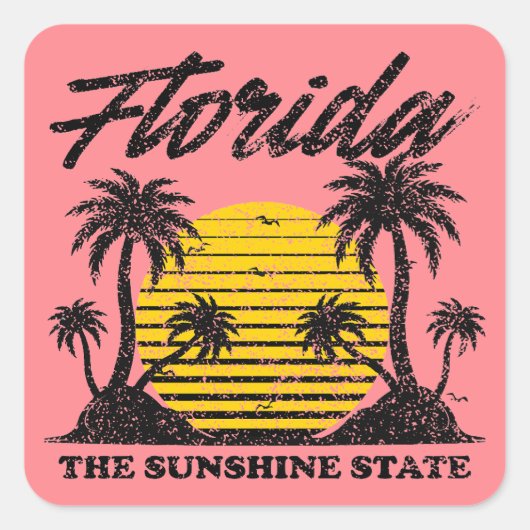 Sticker Carré Floride L'État Sunshine (Devant)