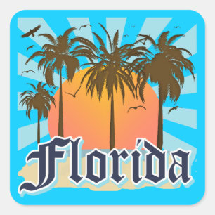 Sticker Carré Floride The Sunshine State USA