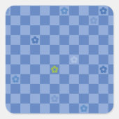 Sticker Carré Flower Checkered Pattern No. 01 - Light Blue (Devant)