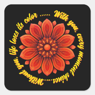 STICKER CARRÉ FLOWER GIFT MOM DAUGHTER SISTER TEACHER FRIEND