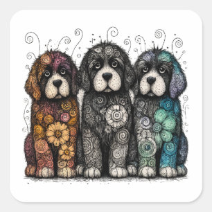 Sticker Carré Flower Power Newfies