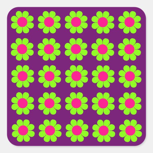 Sticker Carré Flower power personnalisable (Devant)