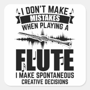 Sticker Carré Fluides  Flutist Flute Player Musique Cadeaux