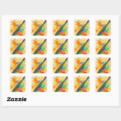 Sticker Carré Flûte d'aquarelle vive (Feuille)