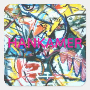 Sticker Carré Flux aviaire Abstrait Jeff Hankamer Artjunkhaus