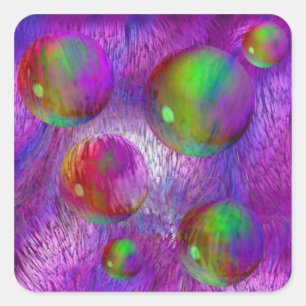 Sticker Carré Flux intérieur I Abstrait Fractal Vert Violet Gala