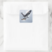Sticker Carré Flying Osprey with Walleye Fish HDR Photo (Sac)