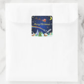 Sticker Carré Flying Santa Claus with Crescent Moon (Sac)