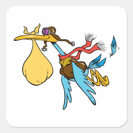 Sticker Carré Flying Stork (Devant)