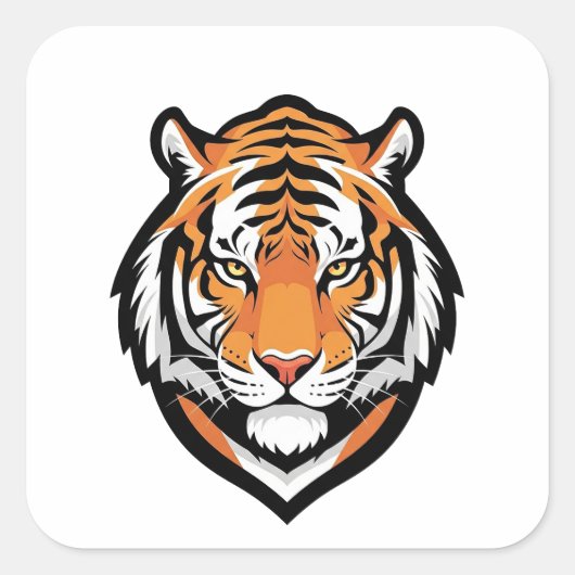 Sticker Carré Focused Tiger Illustration (Devant)