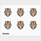Sticker Carré Focused Tiger Illustration (Feuille)