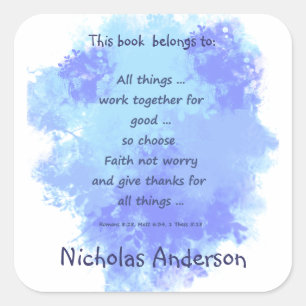 Sticker Carré Foi Inspirationnelle Bible Scriptures Plaque d'acc