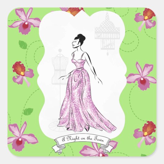 Sticker Carré Fois à Paris Illustration de mode (Devant)