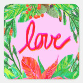 Sticker Carré Foliage de Noël - Amour (Devant)