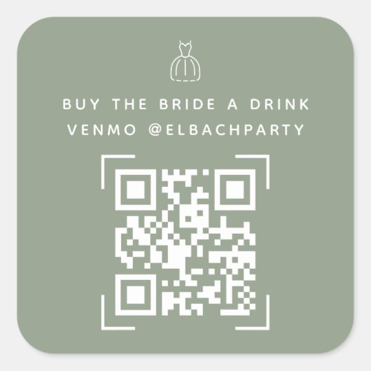 Sticker Carré Fonds Bachelorette | Acheter L'Épouse Un Verre (Devant)