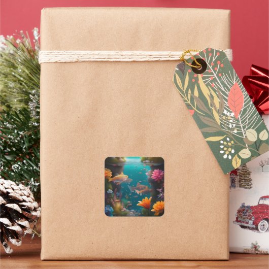 Sticker Carré fonds marins (vacances)