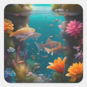 Sticker Carré fonds marins (Devant)