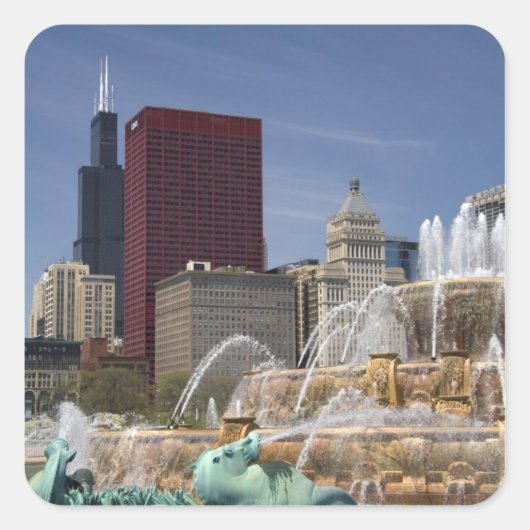 Sticker Carré Fontaine de Buckingham située à Grant Park, (Devant)