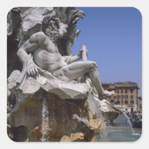Sticker Carré Fontana dei Quattro Fiumi, Piazza Navona, Rome